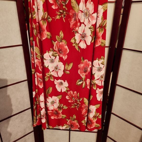 VNTG Carol Anderson Collection Red Floral Maxi Skirt - Picture 3 of 5